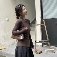 【秋日小调】百搭小翻领纯色针织打底衫