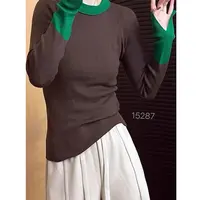 15287（部分无水洗唛，介意慎拍）WANGDAN圆领撞色净版针织长袖