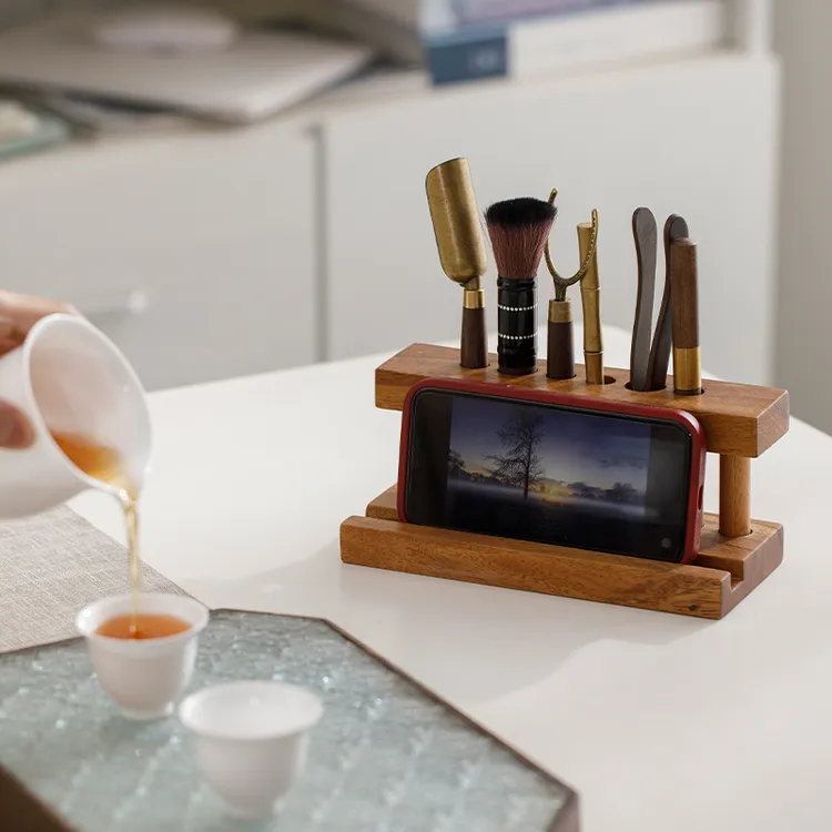 胡桃木多功能茶道六君子家用简约茶具收纳架功夫茶泡茶工具