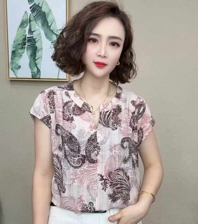 2025洋气百搭减龄显瘦气质短袖女T恤上衣#373