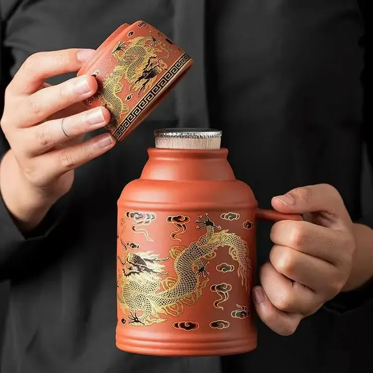 【疆藏包邮】紫砂小暖壶马克杯大容量泡茶焖茶壶家用紫砂复古泡水杯
