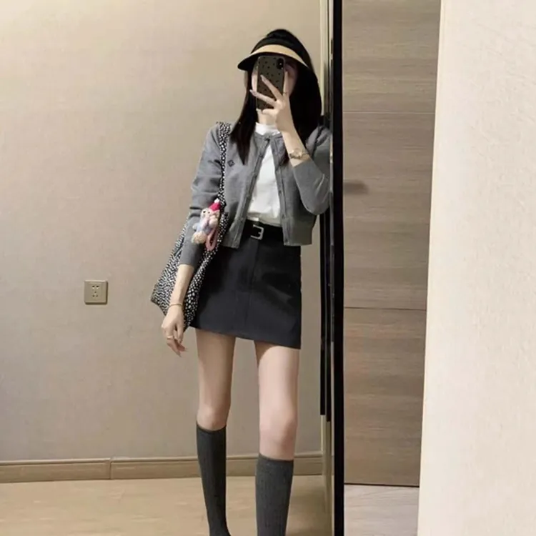 2025新款爆款洋气春季女装时尚开衫裙子套装气质短裙三件套