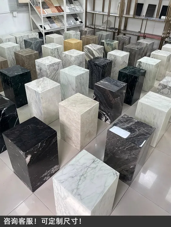 岩板装饰摆件底座墩子客厅落地高低展示台装饰高端花架雕塑立柱