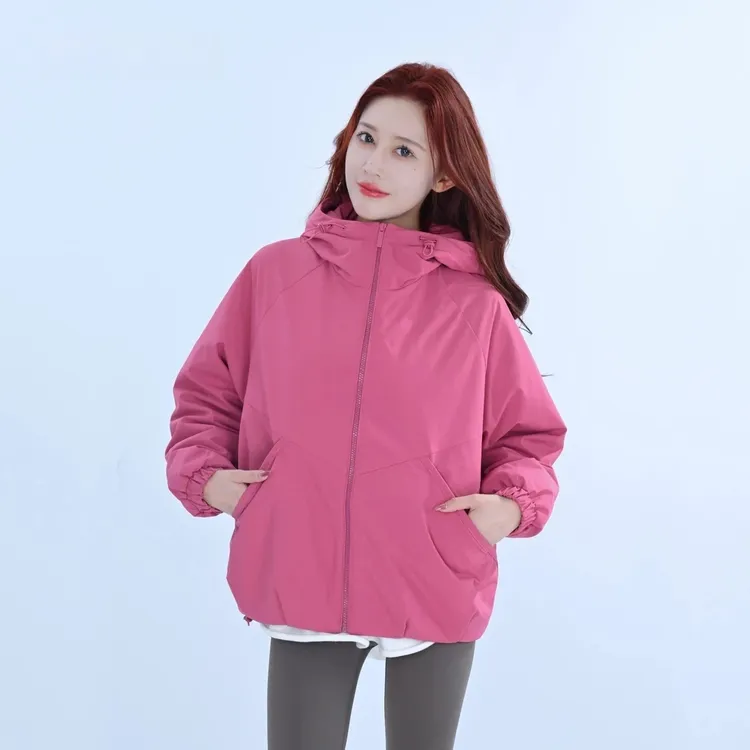 大码秋冬夹克外套加棉加厚时尚新款户外运动连帽外套棉衣女
