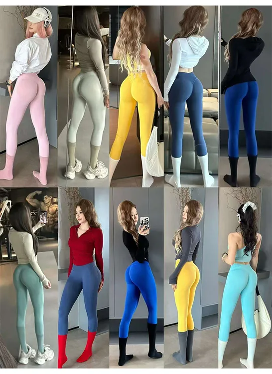 祖国版Dfyne欧美健身裤女高腰显瘦透气训练翘臀提臀紧身运动九分