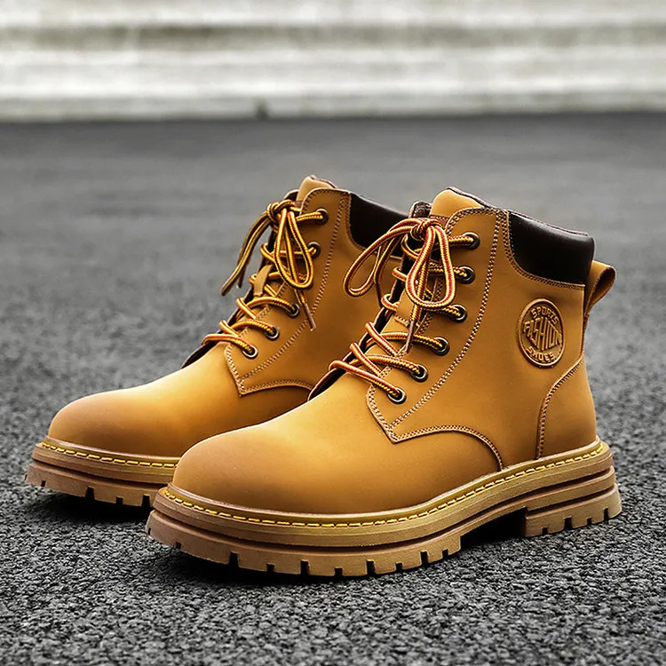 新款特大码男鞋45中帮加绒保暖马丁靴46高帮大黄靴47加肥加宽4849