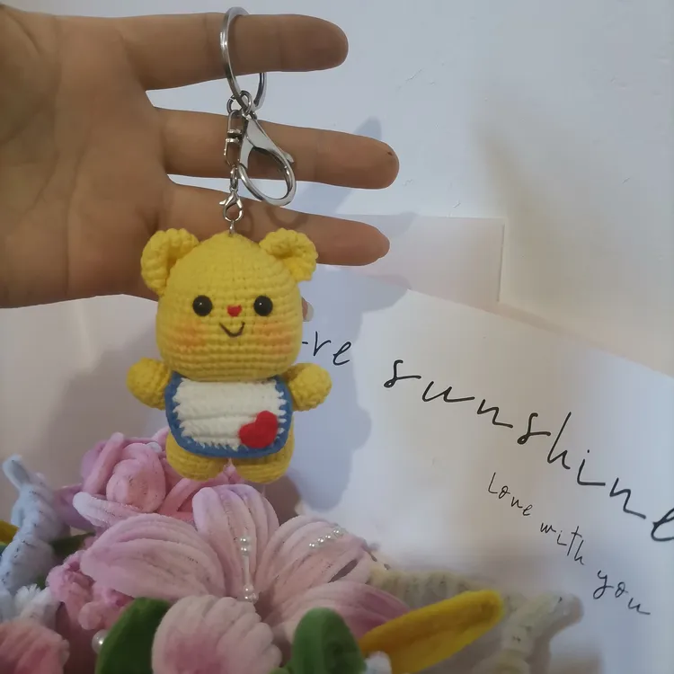 黄油小熊钩织成品挂件钥匙