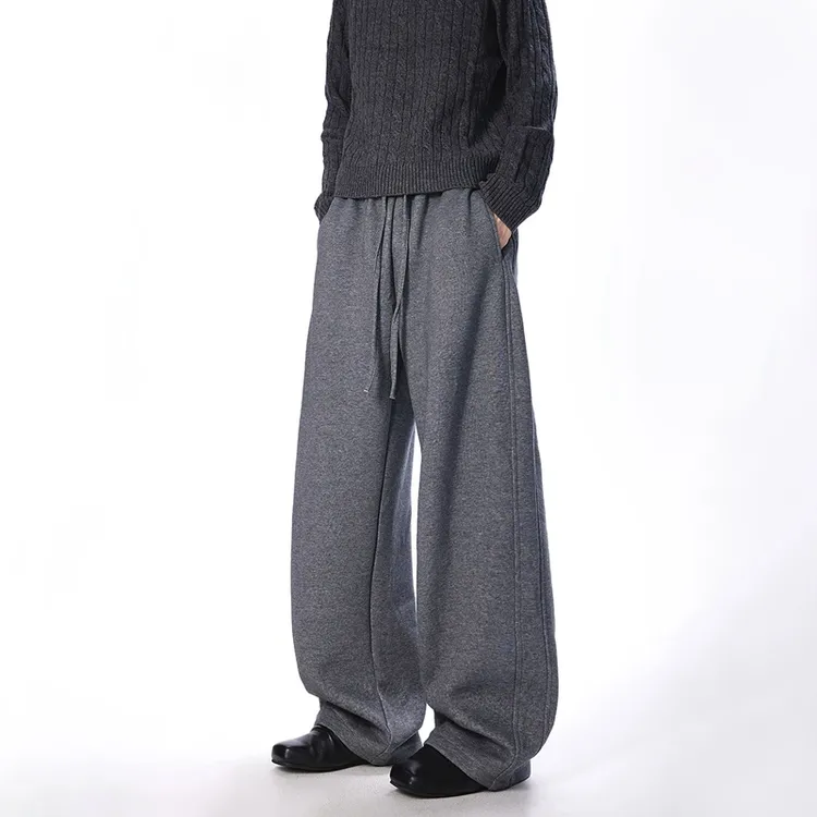 cleanfit灰色解构弯刀卫裤男秋冬加绒运动休闲裤垂感慵懒风阔腿裤