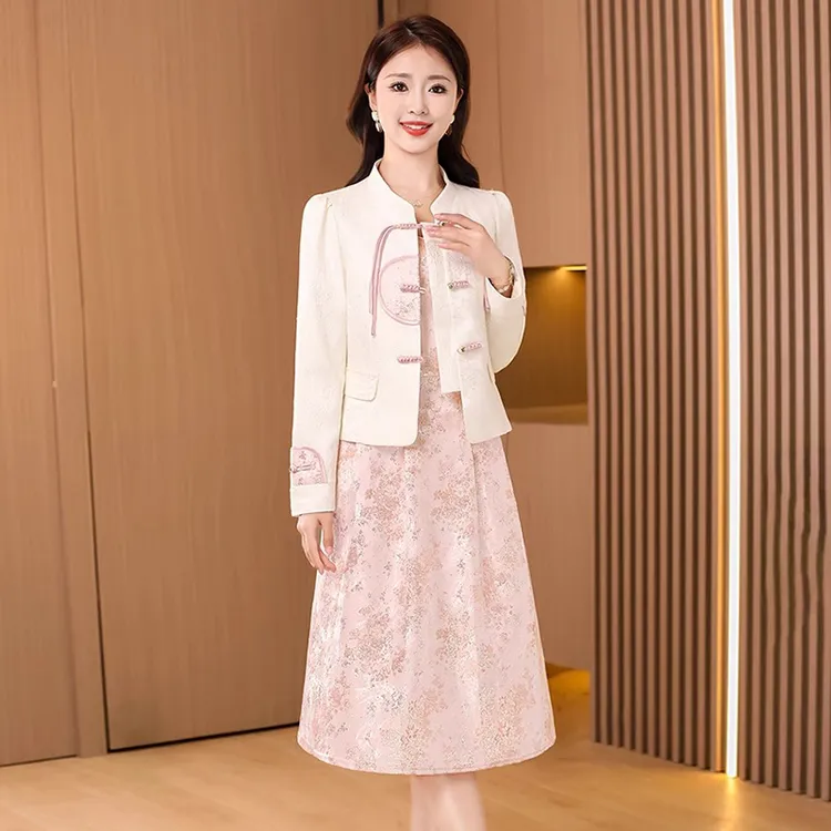 新中式通勤时尚套装复古西装修身2025春秋季长袖中国风小香风气质