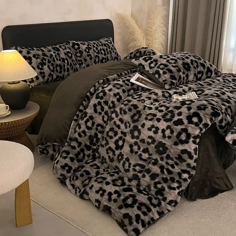 轻奢美拉德风加厚保暖仿兔毛绒牛奶绒四件套双面奶绒被罩床品套件