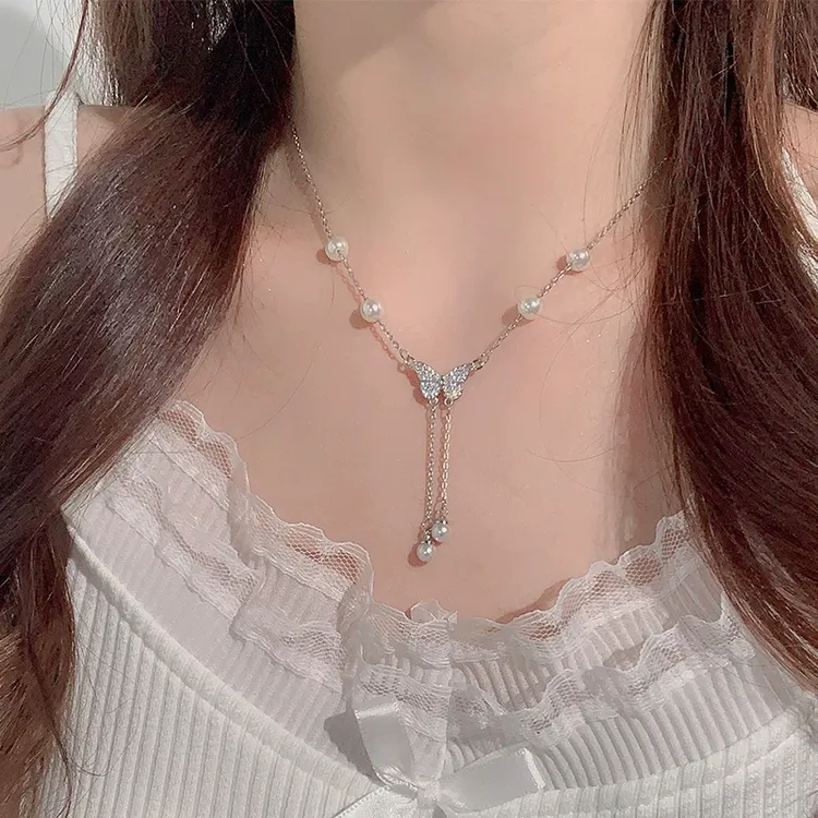 坠链均925银 《七牌银楼》纯银时尚蝴蝶气质轻奢百搭仙女温柔坠链
