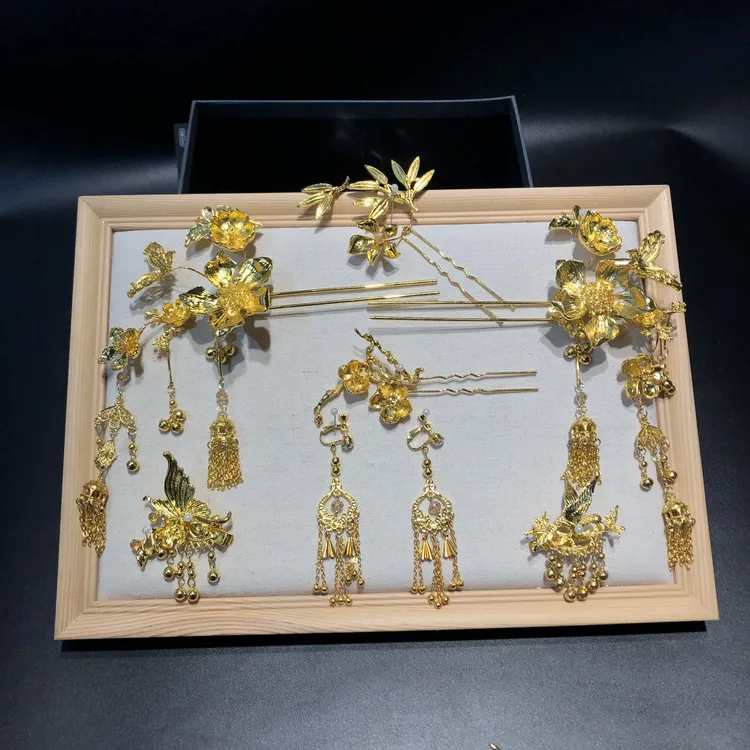 婚庆饰品1331精致百搭金色龙凤褂秀禾头饰中式新娘结婚婚礼配饰品