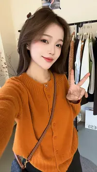 【云柔漫步】秋季慵懒风柔软舒适圆领羊毛衫3126