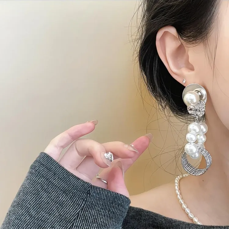 铜合金锆石耳饰 欧美夸张小众设计轻奢流苏耳环气质高级感时尚百