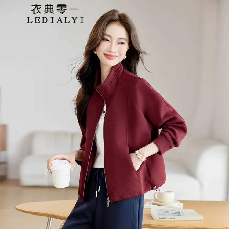 立领卫衣外套女开衫短款2025早秋新款薄款时尚宽松休闲百搭上衣潮