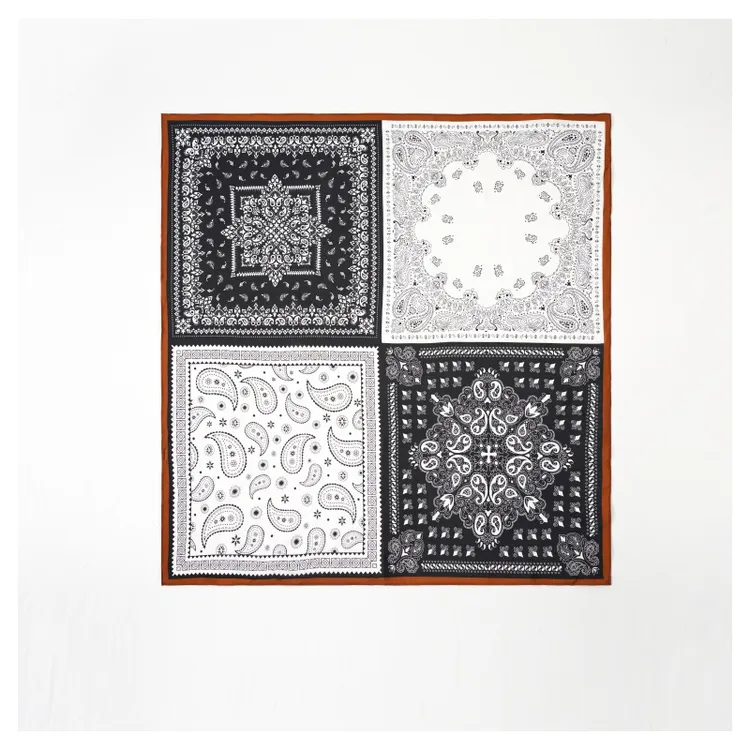 【时髦公式】手工卷边复古花型双色双面桑蚕丝羊毛方丝巾25342003