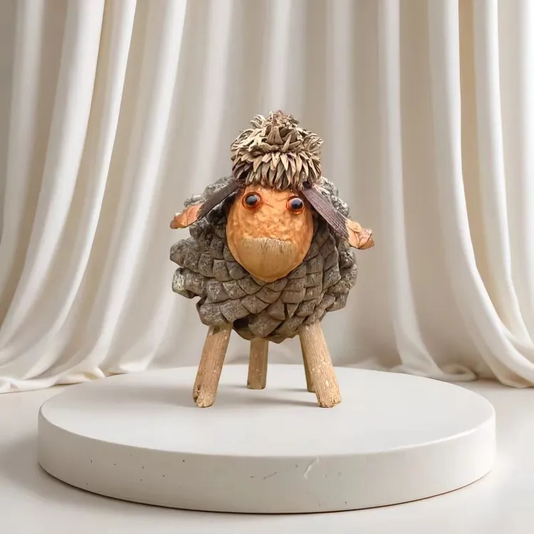 松果制做【小绵羊】学校比赛手工作业手工制作DIY创意潮玩摆件装饰