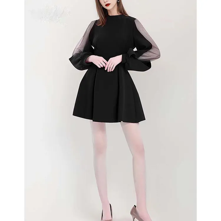 2025法式礼服日常可穿气质高级黑色短款千金感miu系连衣裙D3336
