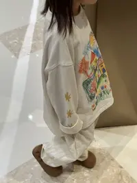 设计感复古涂鸦印花女亲子长袖T恤2025551