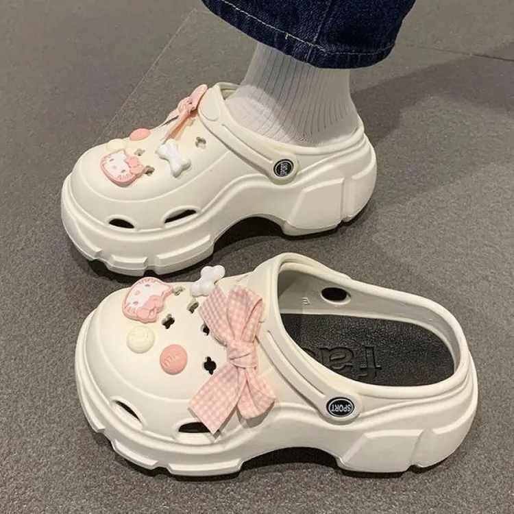 3.5cm洞洞鞋女夏季外穿2024新款超厚底时尚网红增高防滑防臭凉拖