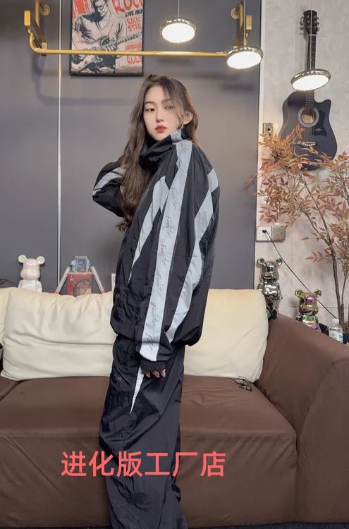 【限定运动套装黑色秋冬】进化版反光拼接休闲百搭运动套装男女同款