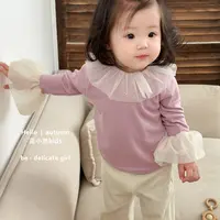 K25Q031宝宝春秋季甜美花边上衣女童韩版休闲打底衫婴儿可爱衣服