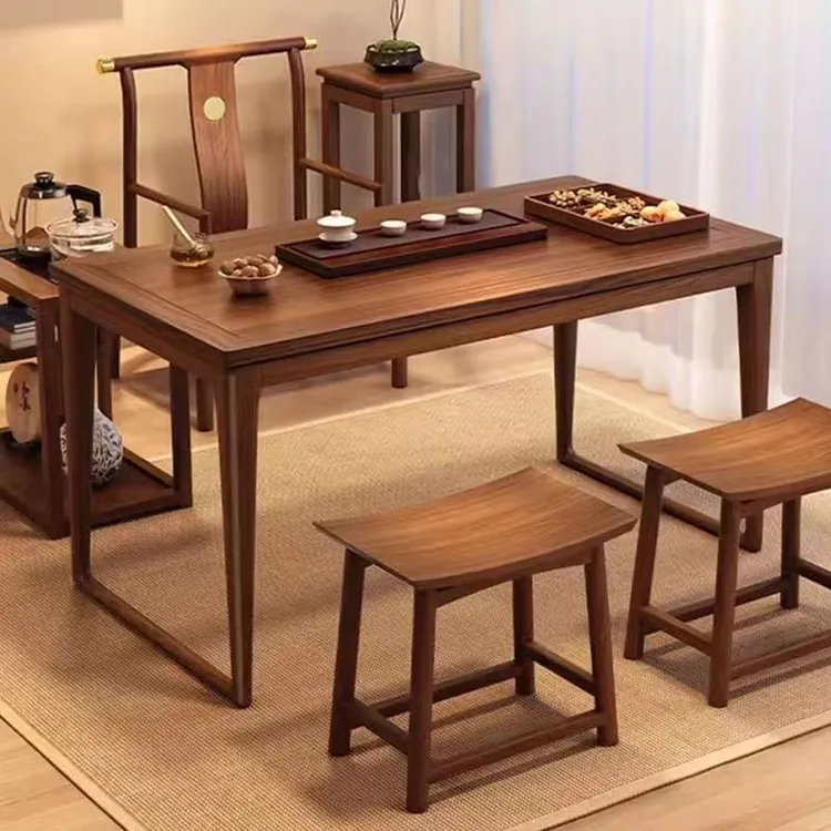 北美胡桃木全实木茶桌椅组合小户型阳台茶台茶几禅意功夫泡茶桌子