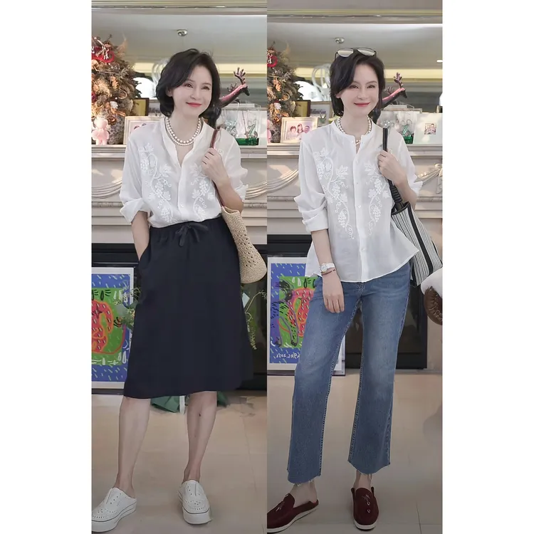 我是摩羯 葡萄庄园100支苎麻日本进口水溶6万针刺绣长袖秋衬衫