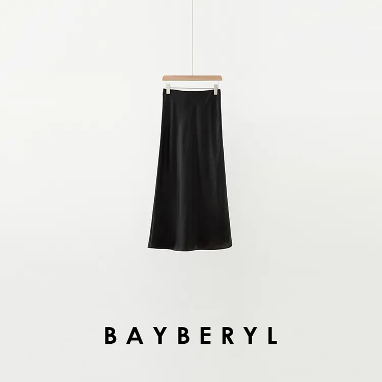 BAYBERYL老贝霞光*金龟香云纱桑蚕丝松紧腰半裙YQ5D2605-5/3