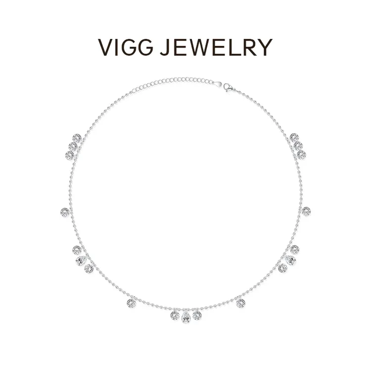 VIGG 铜合金合成锆石项链 雨水项链 2025年新款小众设计百搭配饰