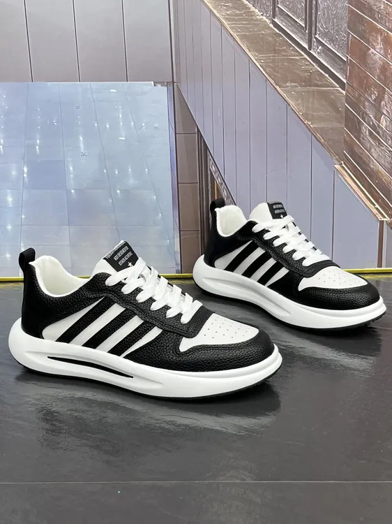 男鞋秋冬新款真皮三道杠小白鞋舒适运动休闲鞋男款时尚百搭鞋子男