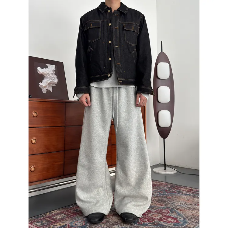 CZ2简约百搭加绒保暖阔腿弯刀卫裤男女cleanfit运动休闲长裤潮