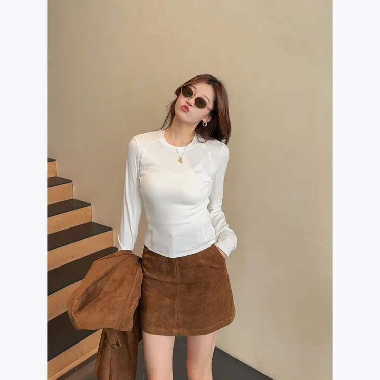 祝喜喜【肌肤打底】长袖显瘦百搭修身气质设计感穿搭长袖打底