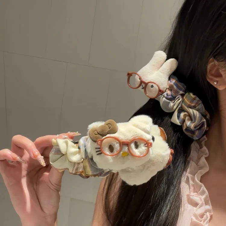 可爱波点大号kt猫巨显发量香蕉夹后脑勺盘发百搭少女发饰森系蓬松