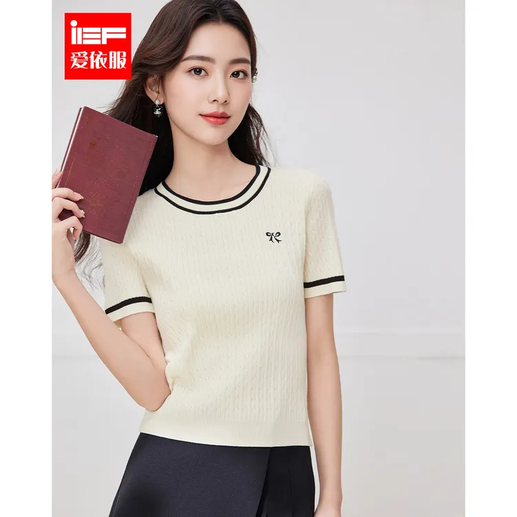 IEF/爱依服2025夏秋新款韩版温柔小女人气质修身毛织上衣流光风
