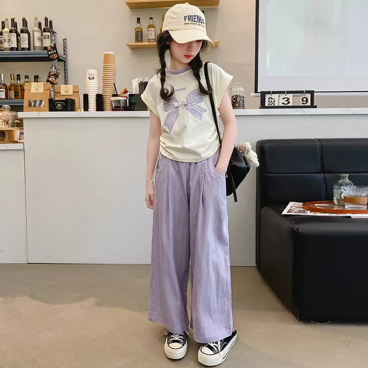 女童夏装短袖t恤套装2024新款大童女装夏天上衣小女孩衣服儿童装