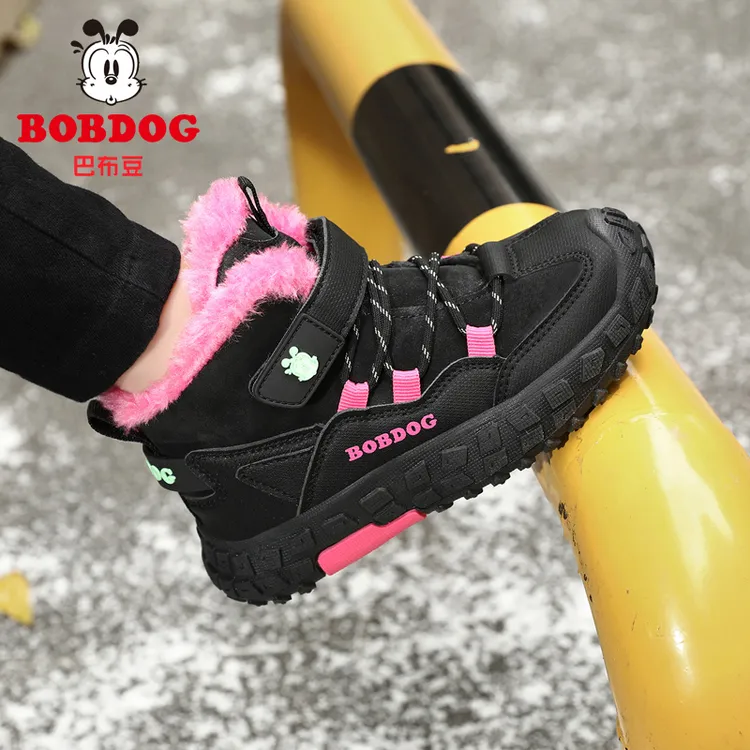 巴布豆女童棉鞋2025冬季加绒加厚儿童运动鞋小女孩保暖大棉雪地鞋