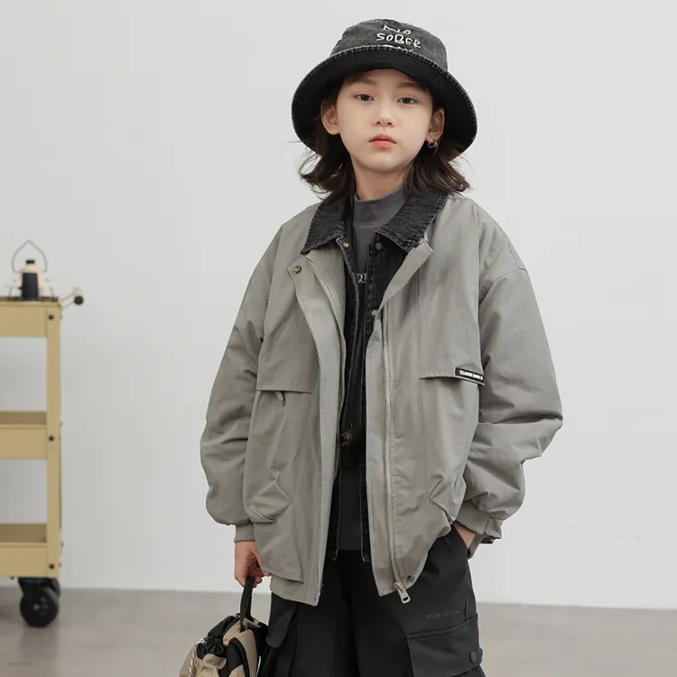 【高质量】男童冬季假两件外套2025新款中大童儿童加厚夹棉上衣潮