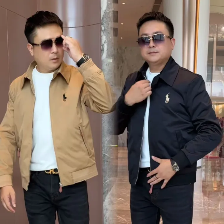 高端欧货男装翻领夹克外套男秋季防风男士夹克时尚轻奢男款修身款