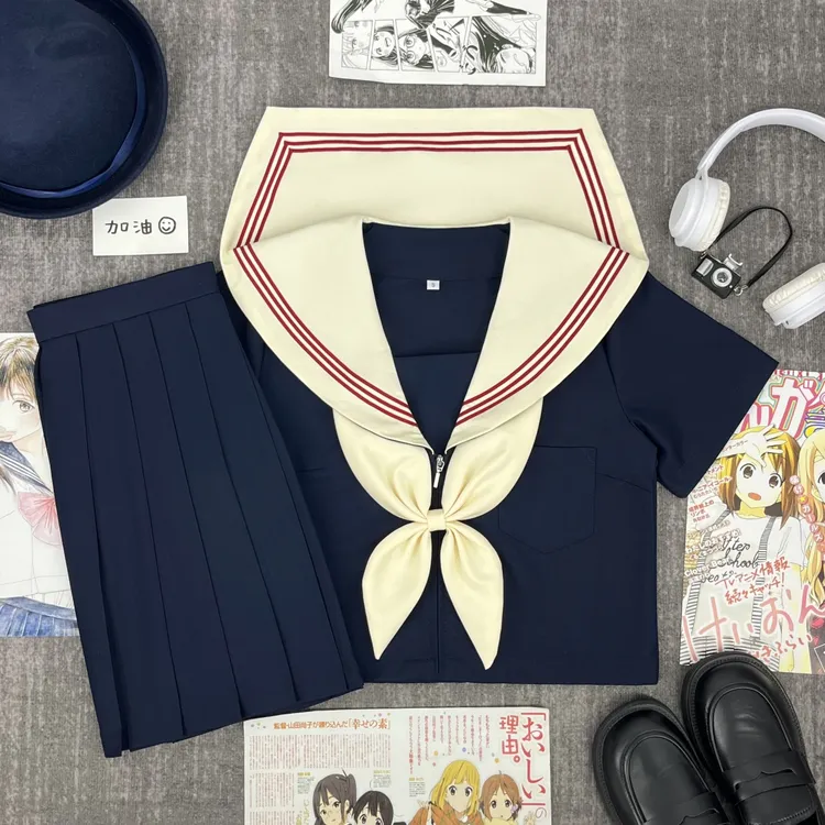 原创甜妹风水手服海月琉璃正统日系春夏JK制服学院风班服短裙套装