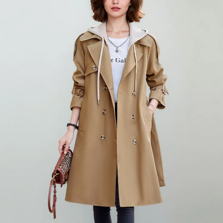 慵懒风运动风衣外套正品新款2025春季女装连帽风衣外套宽松显瘦