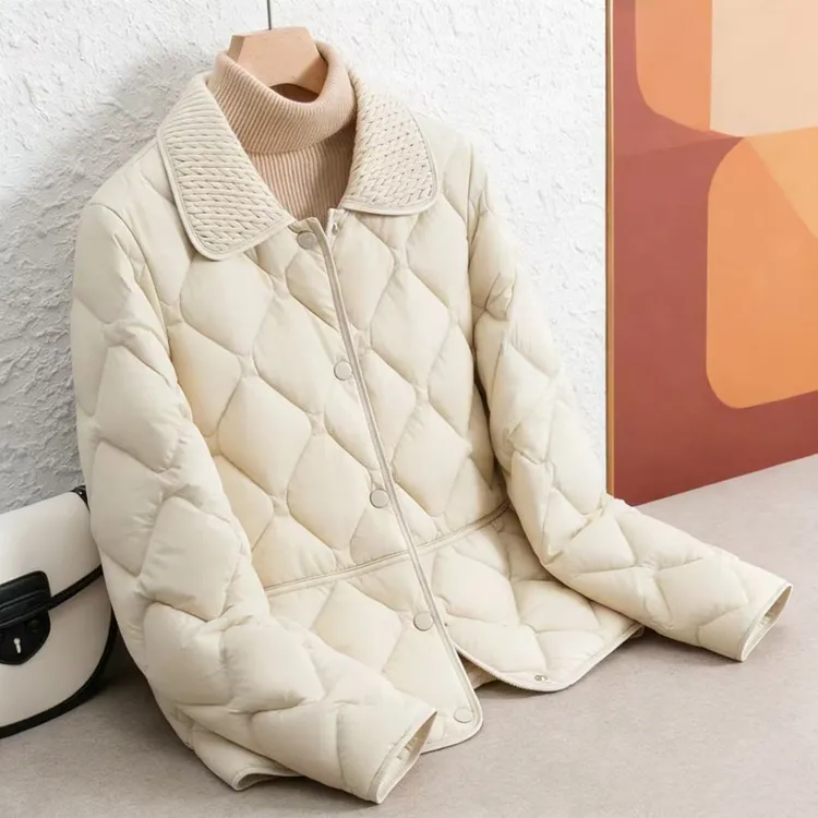 翻领短款麦穗领厚款女士纯色翻领棉衣韩版棉服时尚秋冬女