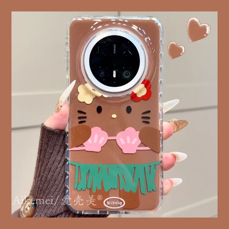 适用华为mate70pro+手机壳夏日卡通可爱mate60pro泳衣黑皮kitty猫