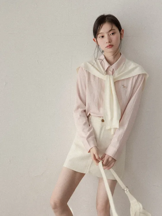 【达人专属】羊城故事学院风撞色宽松休闲百搭配披肩衬衫 Y50348990