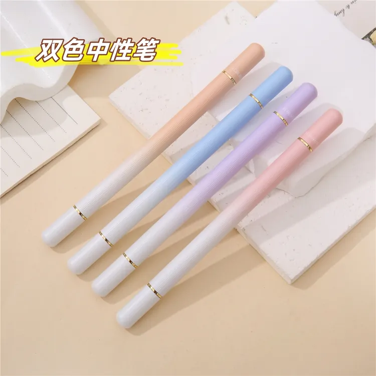 樱慕创意多功能金属笔双色中性笔学生课堂笔记标注专用笔刻字礼物