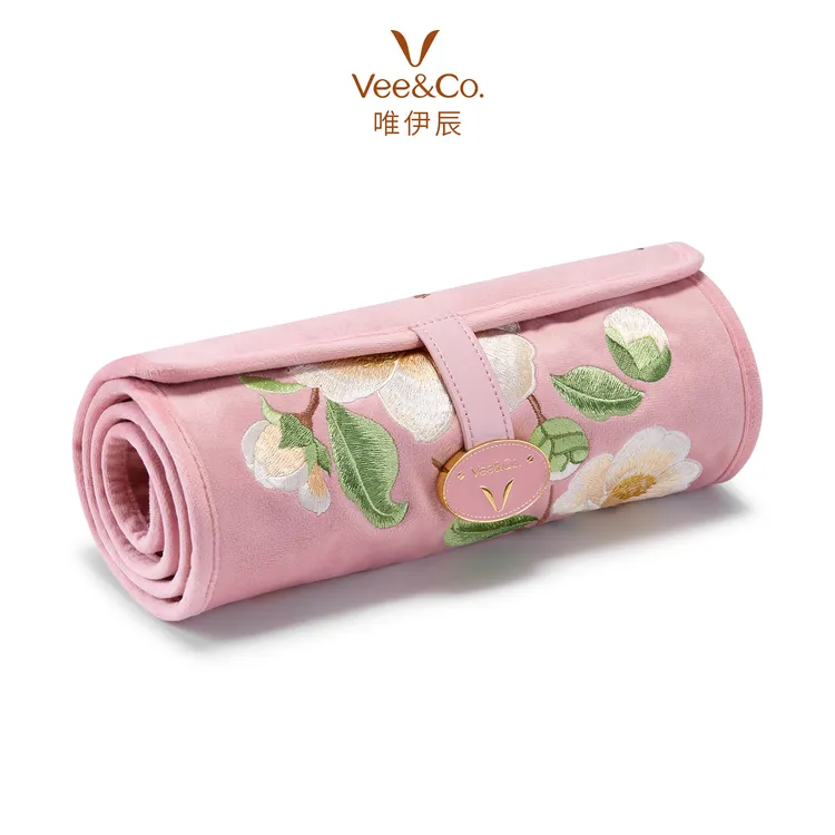 唯伊辰 首饰盒/箱 高档国风丝绒刺绣黄金便携首饰包珠宝饰品包