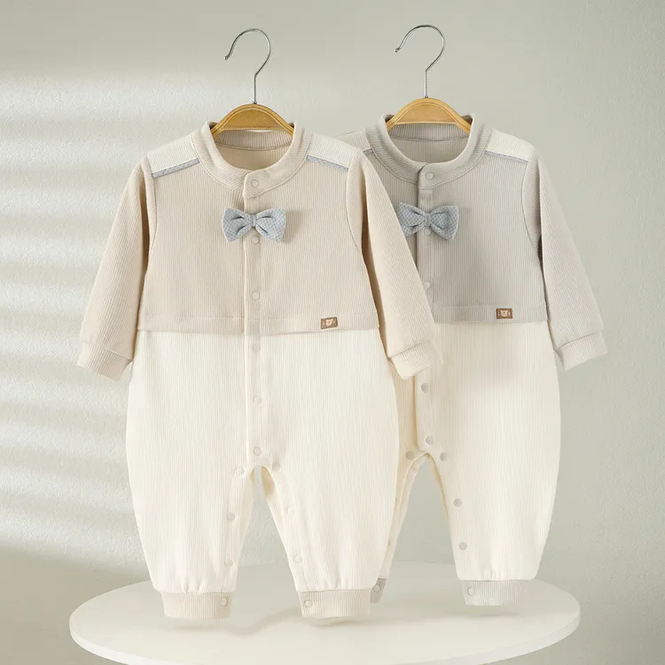 婴儿男女长袖连体衣春秋宝宝纯棉衣服春秋季保暖新生儿哈衣爬服
