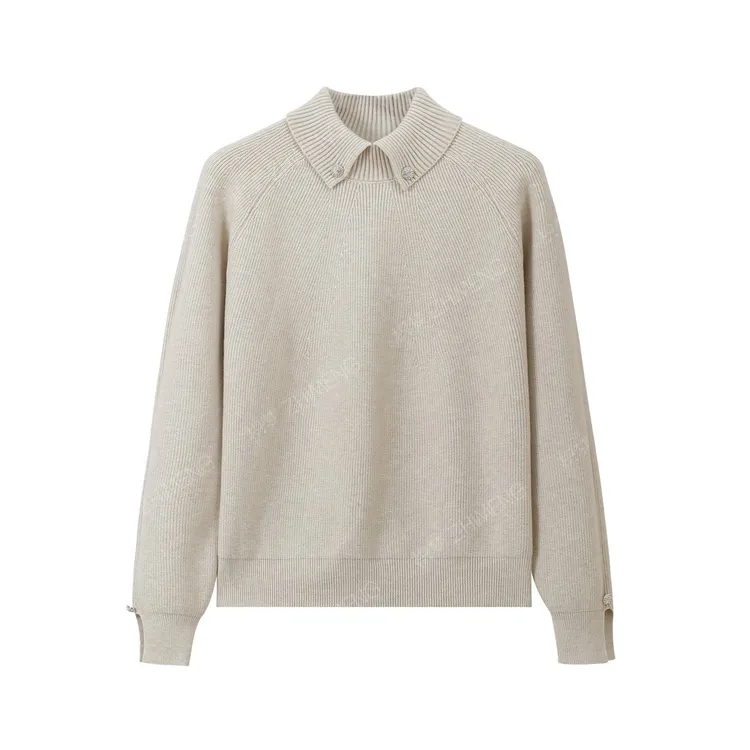 翻领高领毛衣女秋冬长袖高级感宽松显时尚打底针织衫上衣A12011