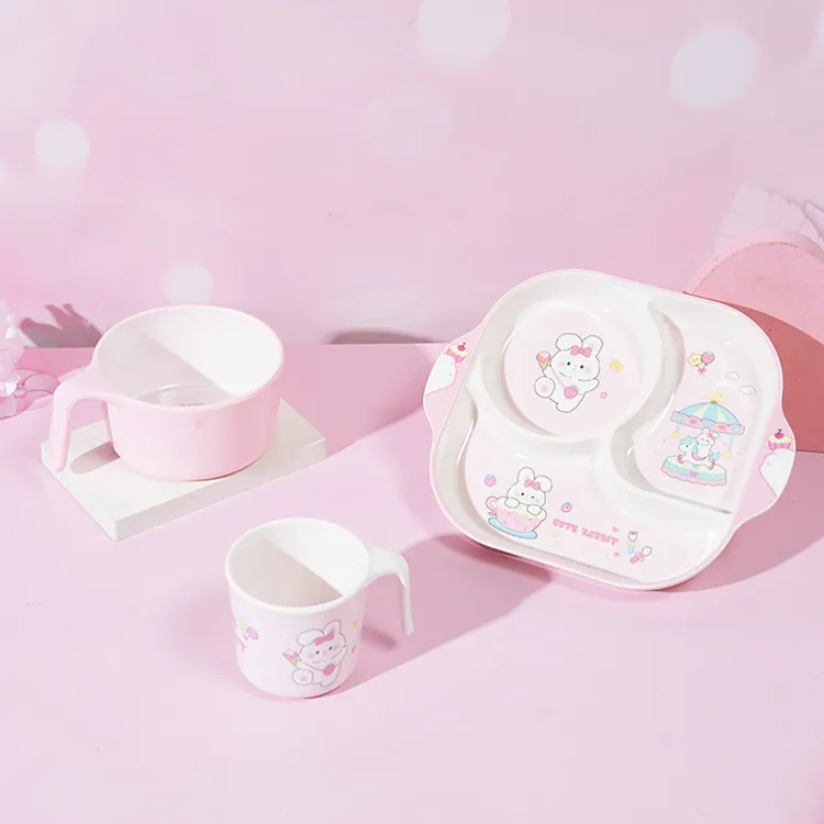 【02版】不动星萌宝宝吃饭儿童餐盘深盘分格盘手把碗耐摔辅食碗套装