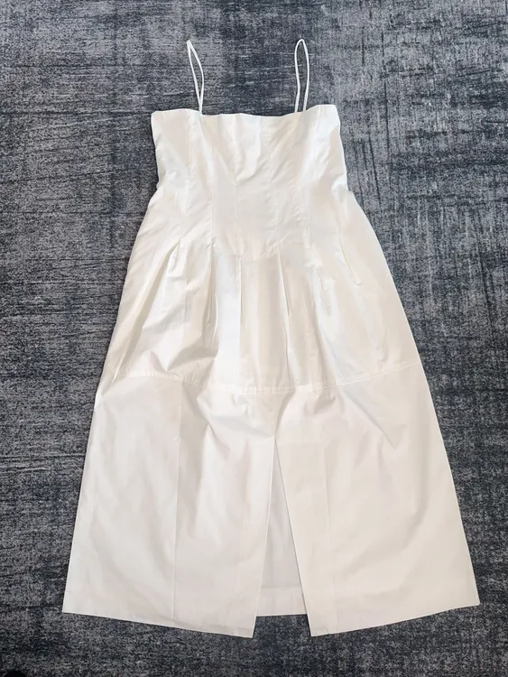 夏季吊带拼接轻职风A字裙连衣裙气质白色纯色清显瘦高腰春夏时尚